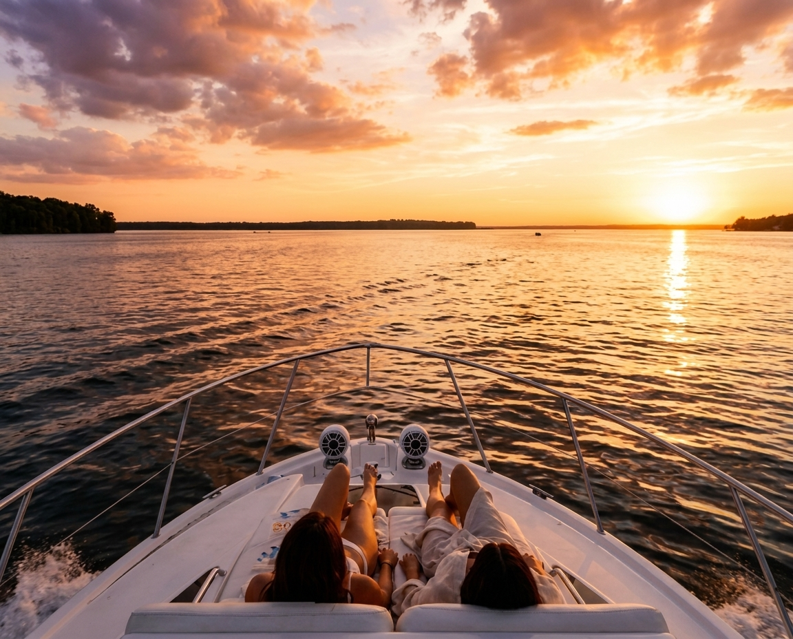 Sunset cruise on Lake of the Ozarks - Sandman Charters romantic boat tour
